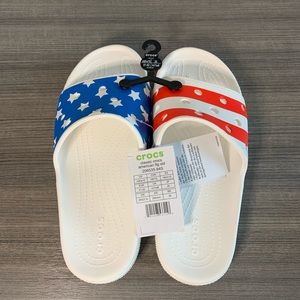 Crocs American Flag Slides RED,WHITE & BLUE unisex